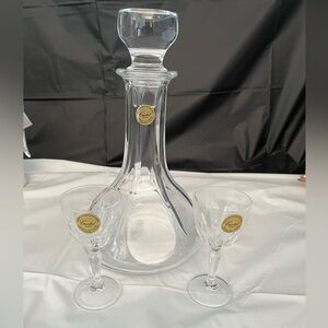 Vintage Paul Sebastian inc crystal decanter and shot glasses